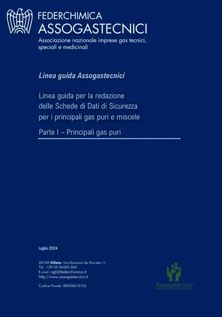 Linea guida Assogastecnici redazione Schede di Dati di Sicurezza / Gas puri e miscele - 2024